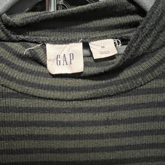 GAP Green Navy Striped Mock Neck Top Stretch - Picture 3 of 3